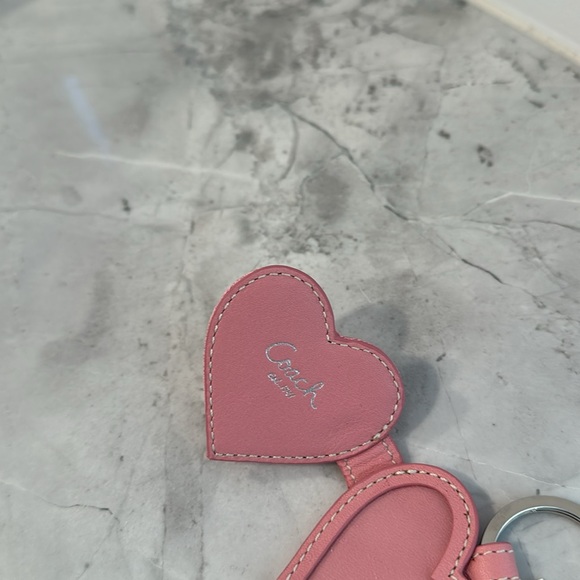 Coach pink heart leather canvas keychain new w tag - Picture 6 of 6